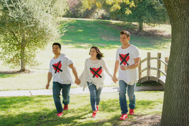 Vincent Rodriguez III, Rachel Bloom, Scott Michael Foster (Photo: Greg Gayne/The CW)